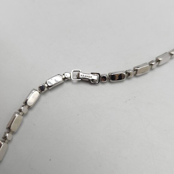 Vintage Kramer Rhinestone Necklace With Baguette and Round Cut Crystals - Picture 7 of 9
